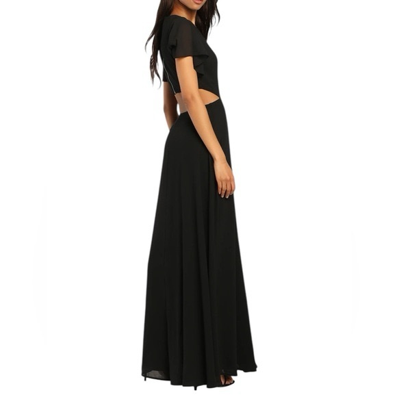 Lulus Dresses & Skirts - 291. Lulu's Black Cutout Maxi Dress Flutter Sleeve